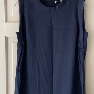 NWT BRUNELLO CUCINELLI XL NAVY BLUE SILK TANK ZIP BACK elegant